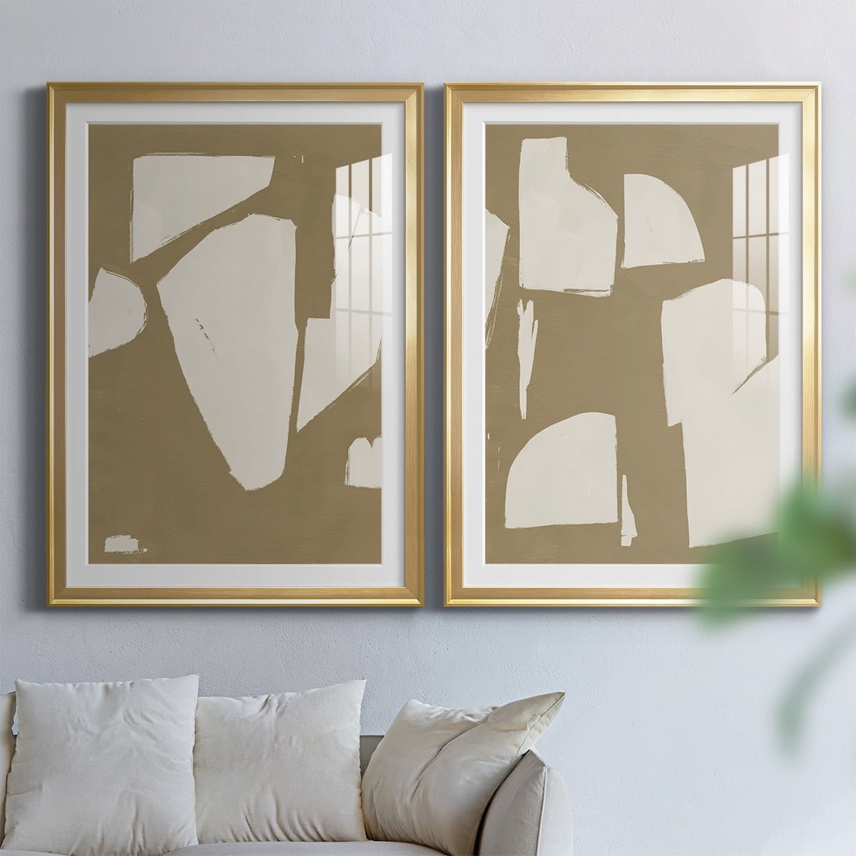Wexford Home Chunky Abstract III Premium Framed Print, 22.5" x 30.5" - Ready to Hang, Gold (Set of 2)