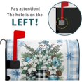 thumbnail image 4 of Winter Poinsettia Snowman Mailbox Covers Magnetic Standard Size 25.5" X 21",Mason Jar Flowers Snowflake Blue Grid Mailbox Wraps Post Letter Box Cover for Christmas Holiday Garden Yard Decor, 4 of 6