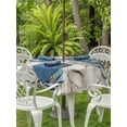 thumbnail image 3 of Outdoor Tablecloths with Umbrella Hole & Zipper, Teal Blue Tulips Round Tablecloth 54 Inch, Spring Floral Barn Doors Vintage Wood Beige Waterproof Table Cloth, Patio/Pool/Picnic Table Covers, 3 of 8
