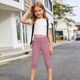 thumbnail image 7 of Hurxie Girls Capri Leggings High Waisted Athletic Leggings with Pockets for Kids Dance Gymnastics Running Purple,12 Years, 7 of 7