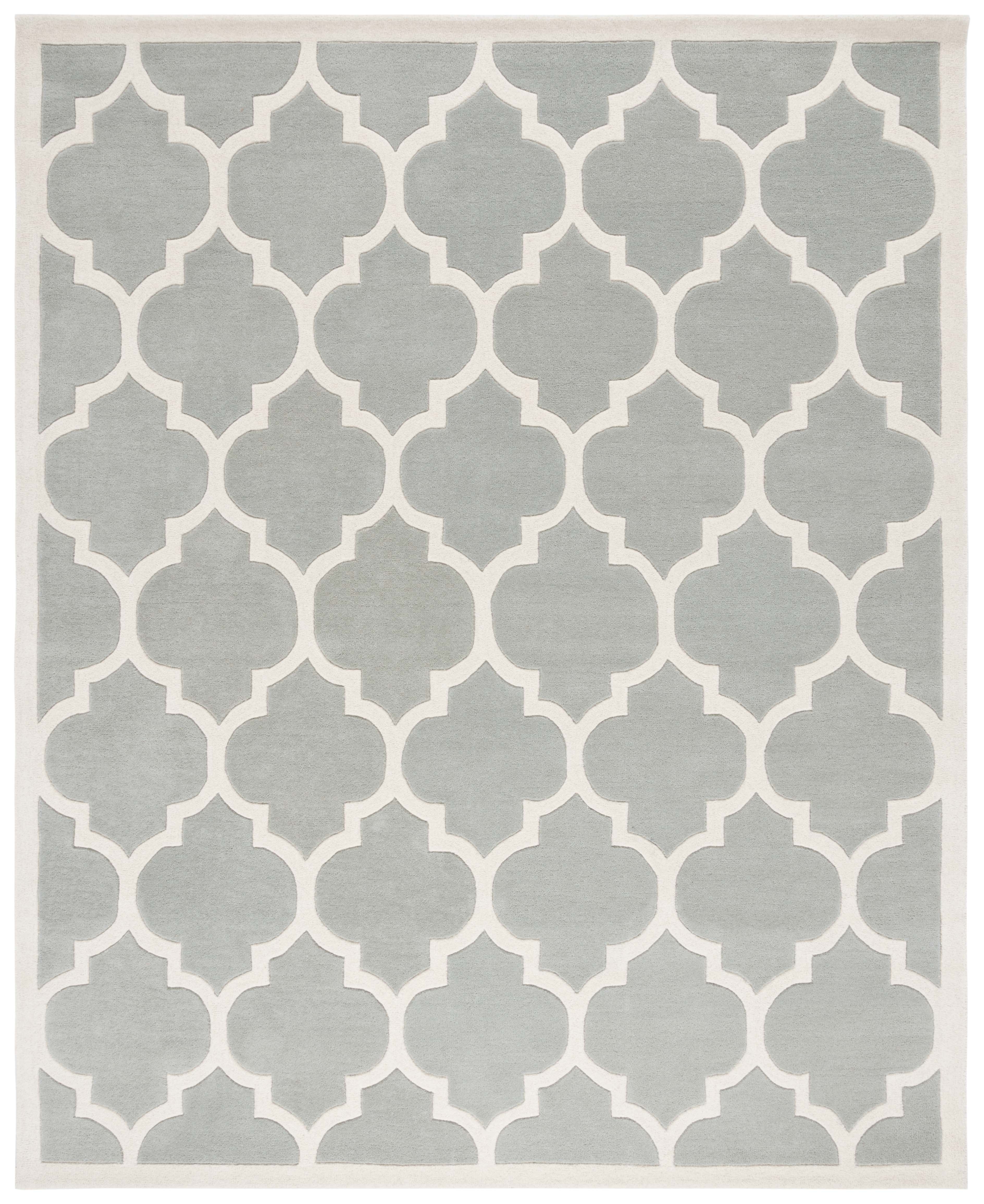 SAFAVIEH Chatham Gavin Geometric Wool Area Rug, Gray/Ivory, 7'6" x 9'6"