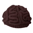 thumbnail image 1 of Gorro con forma de cerebro de parodia de terror, gorro con forma de cerebro de personalidad tejido a mano para Halloween, 1 of 6