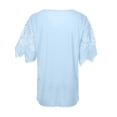 thumbnail image 4 of LilyLLL Plus Size Womens Short Sleeve V Neck Lace Plain Blouse T Shirt Tops, 4 of 4