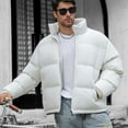 thumbnail image 7 of JUUYY Men's Winter Padded Jackets Full Zipper Windproof Jacket Solid Color Trendy Coat White S, 7 of 7
