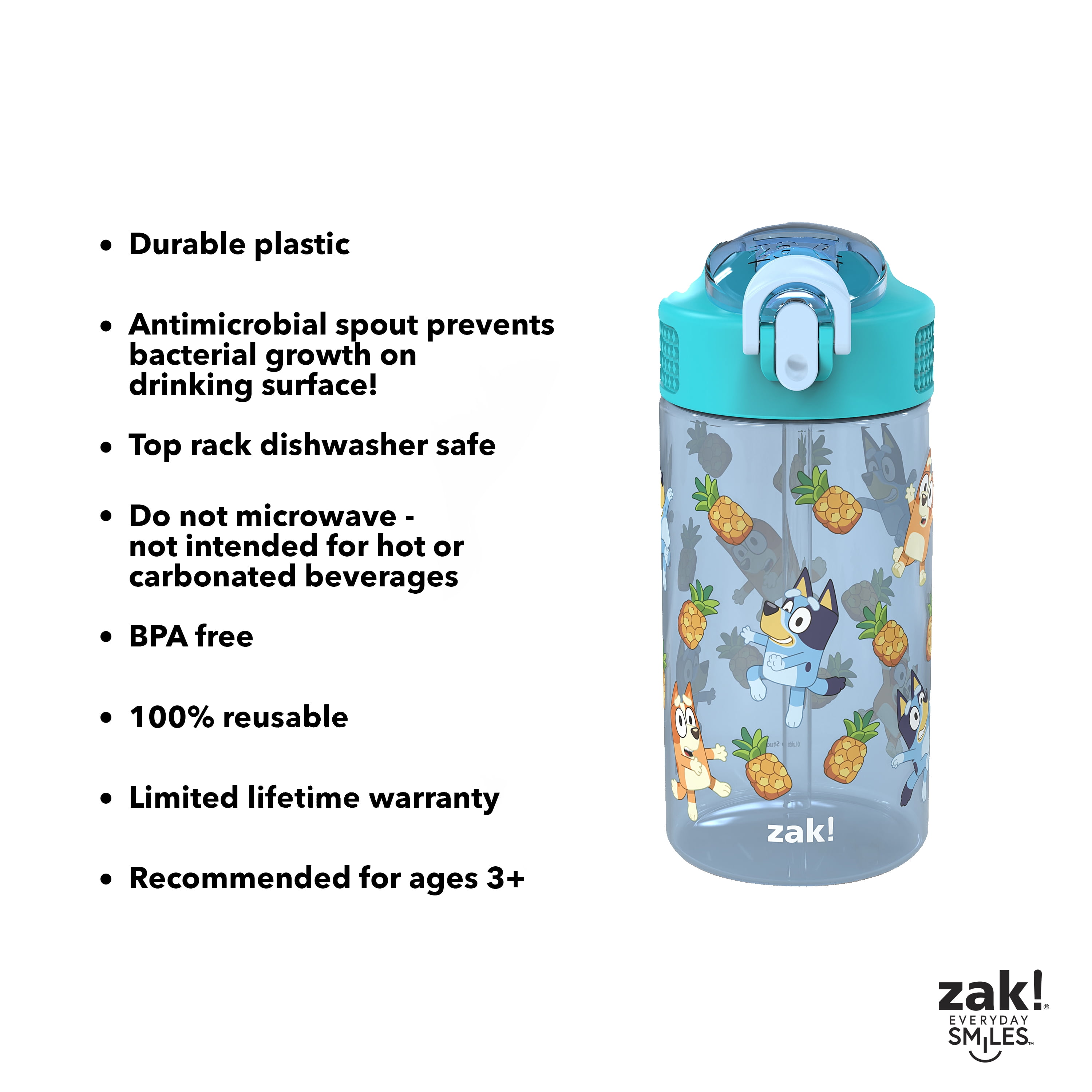 Zak Designs Disney Ultimate Princess 16 Fluid Ounces Reusable Leakproof  Plastic Water Bottle