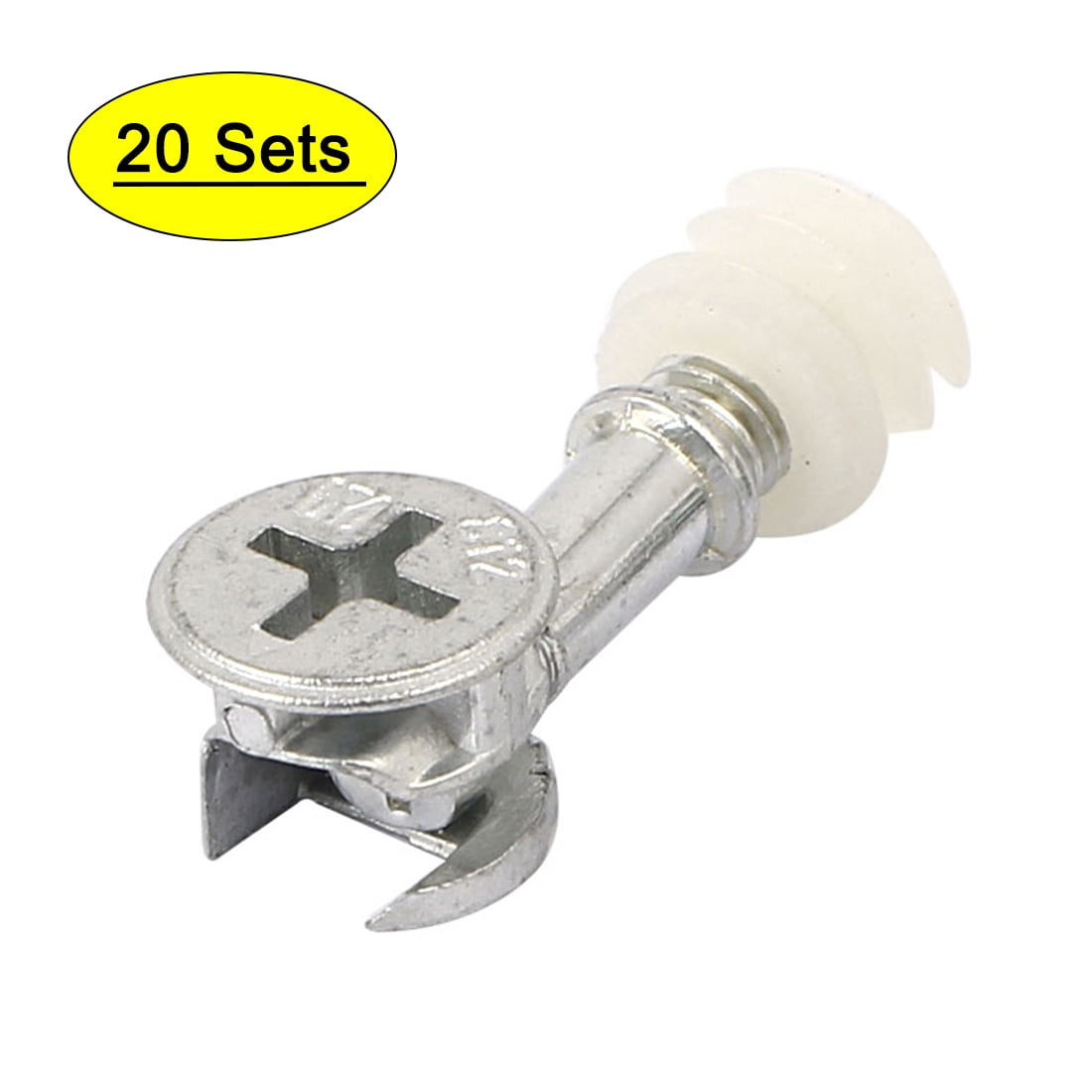 uxcell 20 Sets Furniture Connecting 15mm OD Cam Self-Tapping Fitting with Dowel Nut
