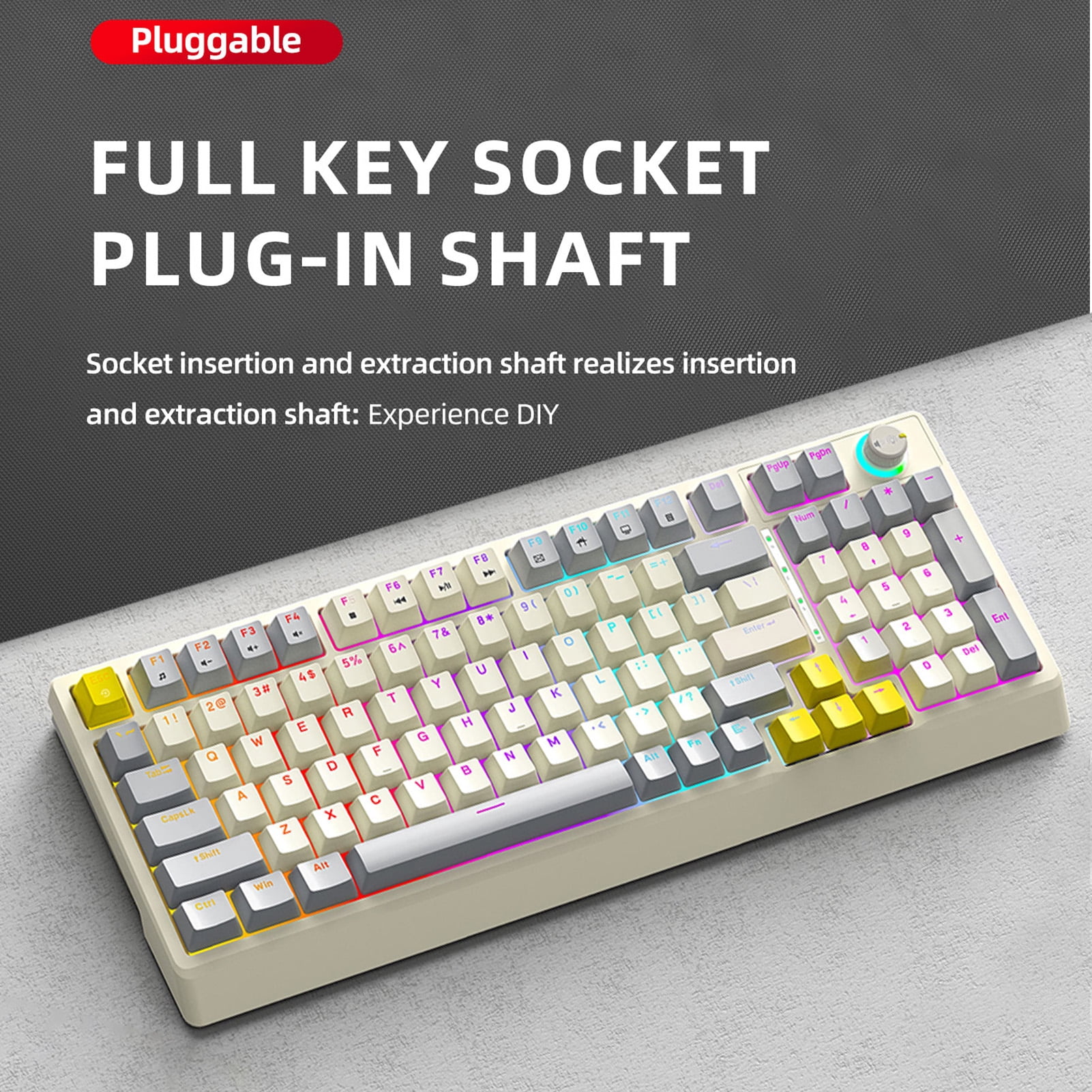 Keyboard For Gaming T50 RGB Mechanical Keyboard 98 Key Hot Swappable Blue Switch Dynamic Lighting Ergonomic Design PC Gaming Typing Work