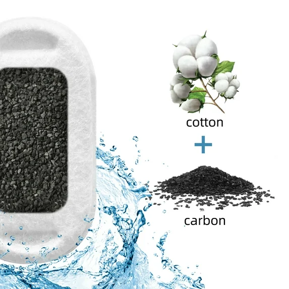 FWMB 24-Pack Cat Water Fountain Replacement Filters - Compatible with 74oz/2.2L Automatic Stainless Steel Pet Fountain, Premium Coconut Shell Activated Carbon 3-Layer Rapid Filtration