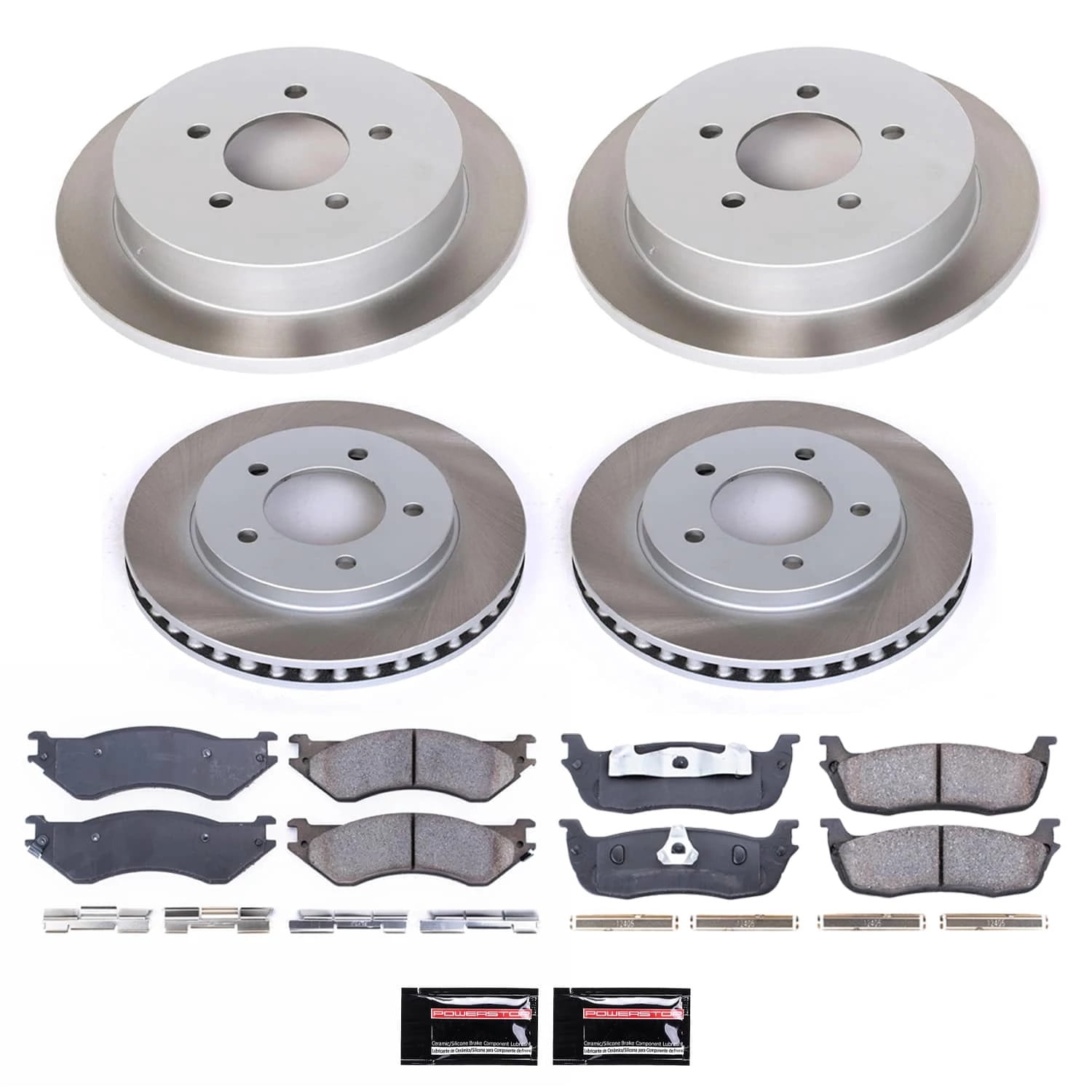 PowerStop Front and Rear Semi-Coated Rotor and Low-Dust Ceramic Brake Pad Kit SC5461