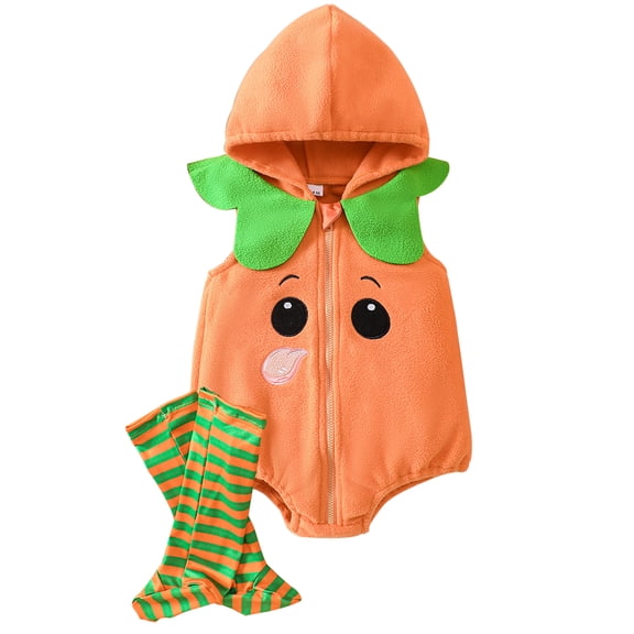 WIBACKER Halloween Pumpkin Costumes Set for Newborn Baby Boys Girls Toddler Kids Hoodie Romper Socks Halloween Party Photo Prop Outfits
