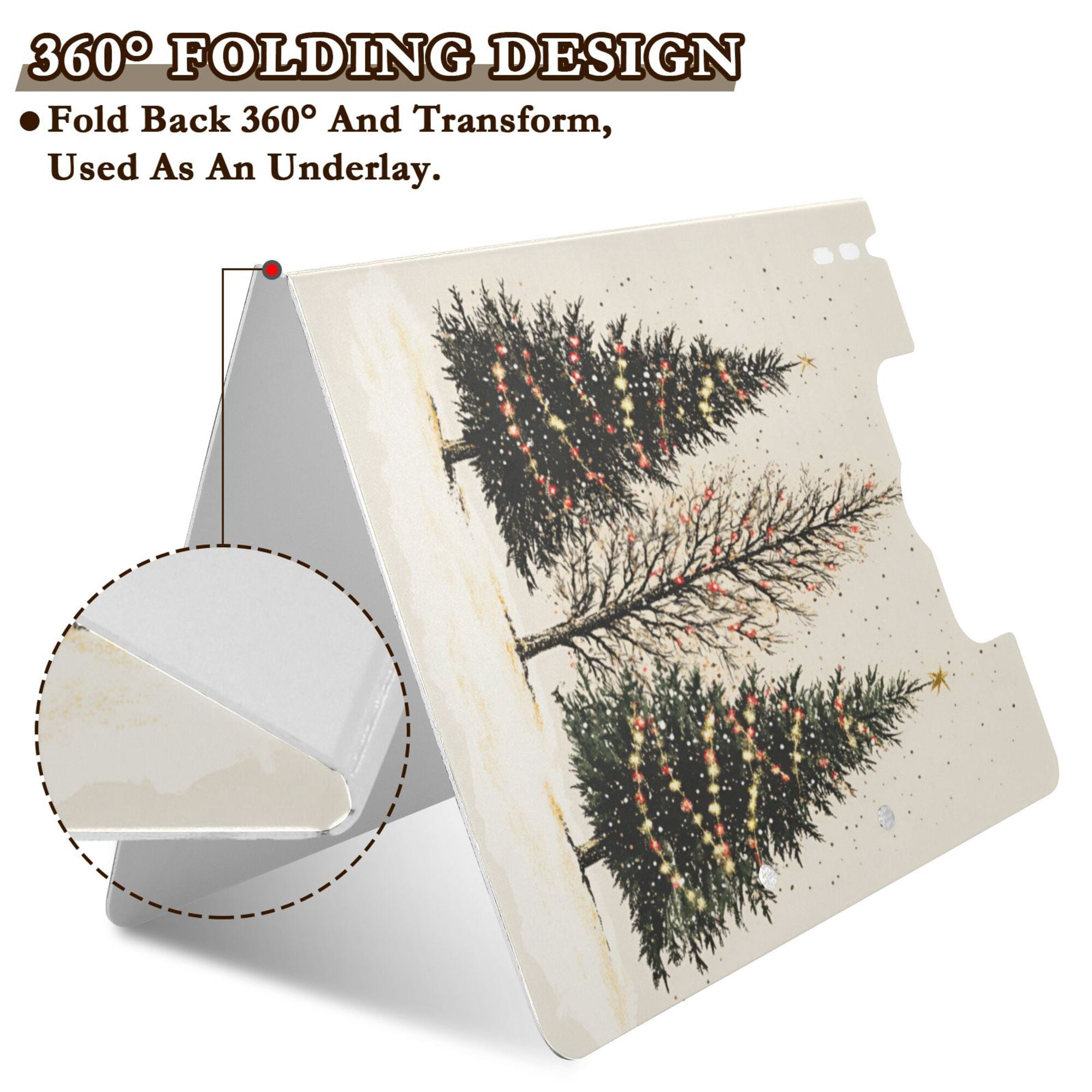 FORMRS A4 Clipboard Folder with Pen Holder Horizontal Foldable School Office Binder, Hand Drawn Christmas Stars