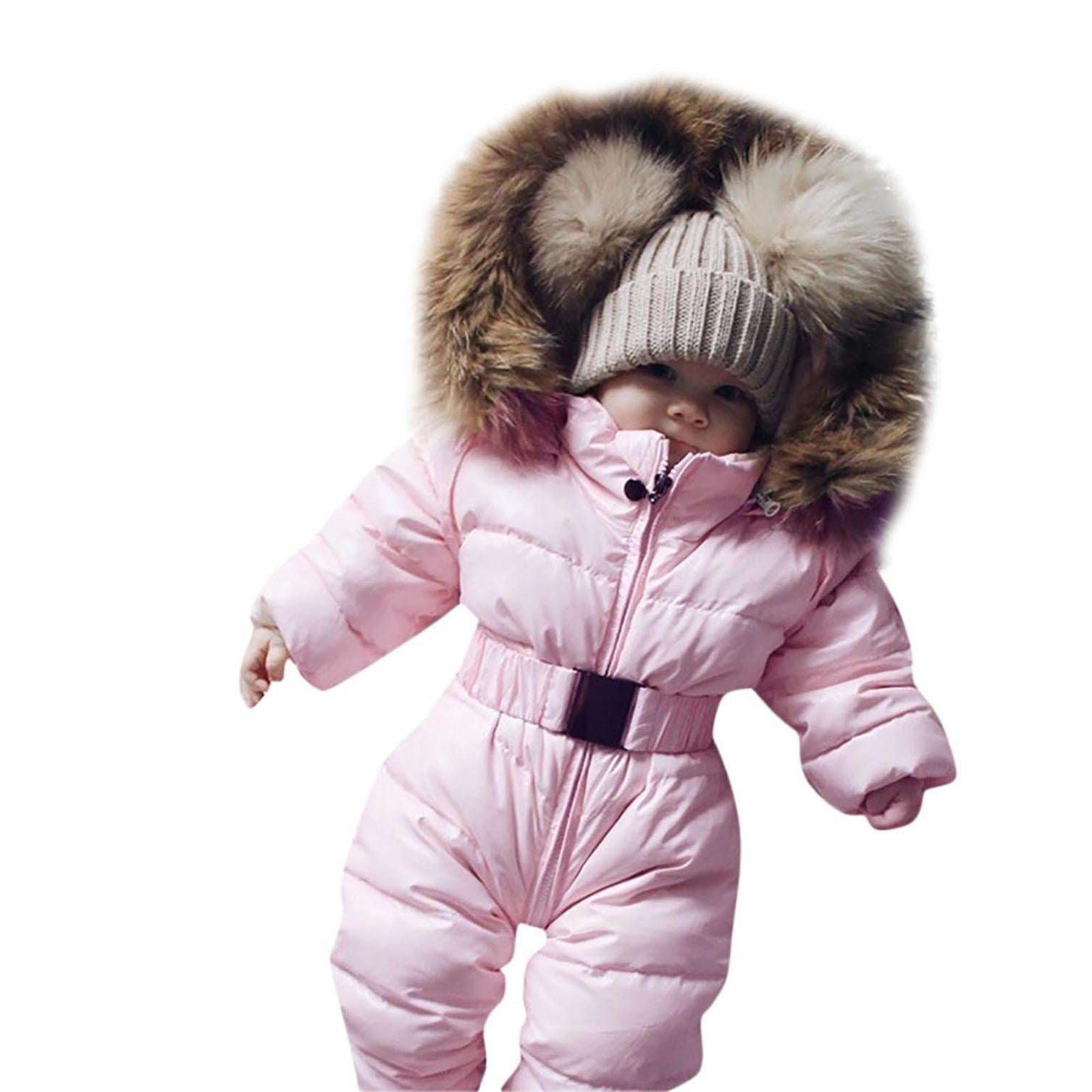 Baby Girls Boys Romper Winter Hooded Outerwear Snowsuit Outfits Thick Jumpsuit 