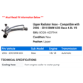 thumbnail image 2 of Upper Radiator Hose - Compatible with 2006 - 2010 BMW 650i Base 4.8L V8 2007 2008 2009, 2 of 2
