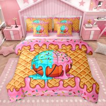 jejeloiu Basketball Ice Cream 7pcs Bedding Comforter Set,Teens Boy Game Queen Bedding Sets For Sport Lover Reversible