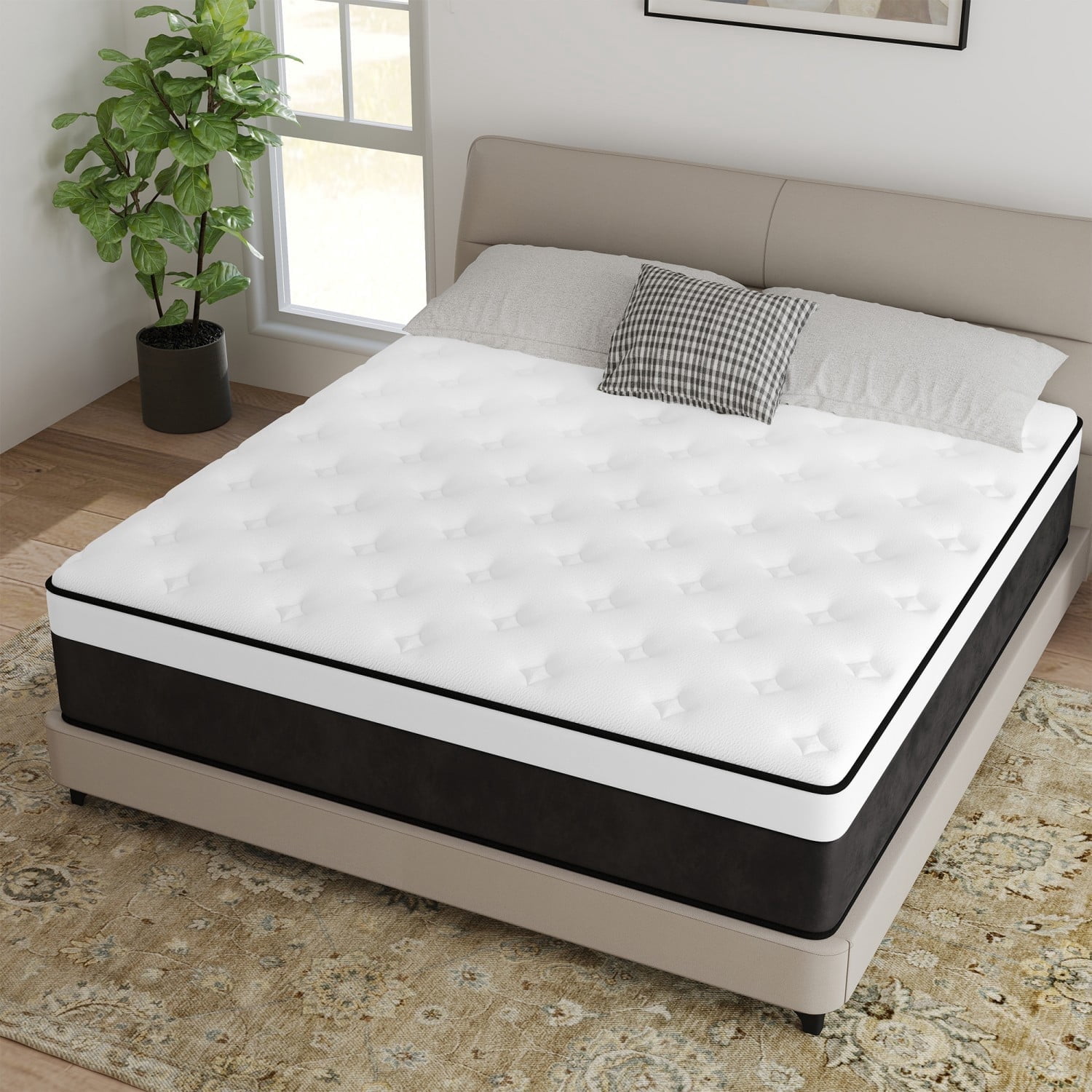 AMENDPATURE 12" Full Size Hybrid Mattress,Gel Infused Memory Foam and Pocket Spring in a Box,Medium，Adult