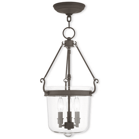 

Pendants Porch 3 Light With Hand Crafted Clear Glass Bronze size 12 in 180 Watts - World of Crystal