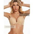 thumbnail image 2 of Deyllo Women's Lace Push Up Bra Padded Add Cup Plunge Underwired Support T-shirt Bras, Nude 34D, 2 of 11