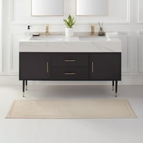 Host & Home Cotton Bath Rug (Runner 20x60), Non-Slip Backing, Modern Weave, Beige