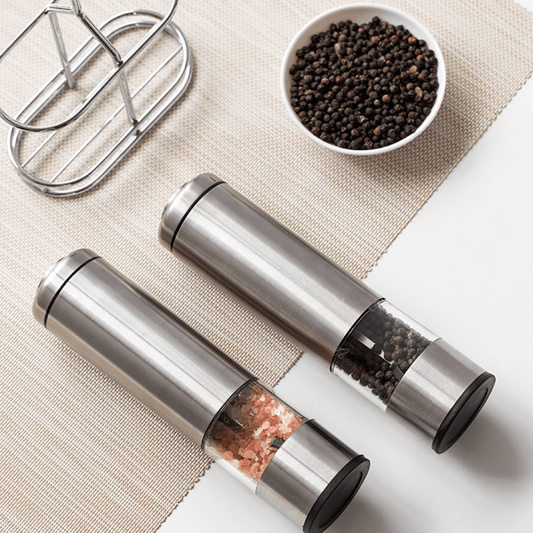Arigold Electric Salt & Pepper Grinder - Automatic Salt and Pepper Shakers - Battery - Operated Pepper Grinder - Refillable Salt and Pepper Grinder