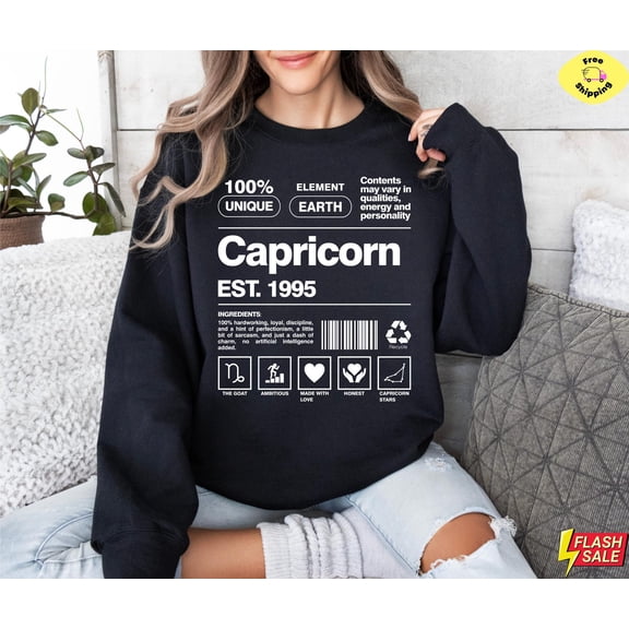Capricorn Label Graphic Sweatshirt | Zodiac Astrology Crewneck