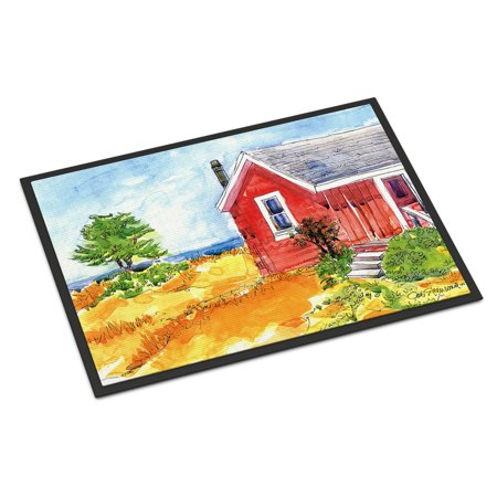 Old Red Cottage House At The Lake Or Beach Door Mat Doormat