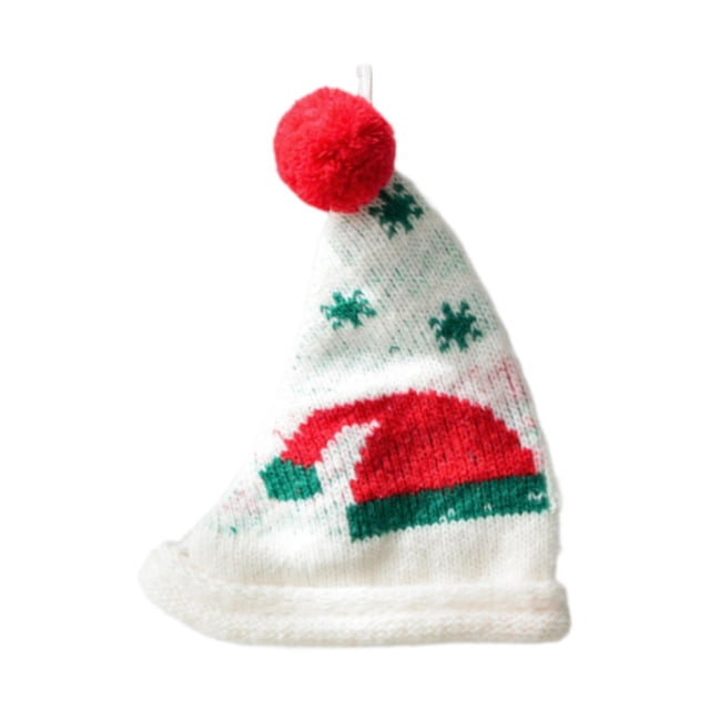 Mini gorro de decoración navideña, gorro de pompón de punto, elegante gorro de punto de poliéster reutilizable, gorro de Papá Noel para regalo, casa