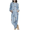 thumbnail image 6 of WRKEKC Winter Pajamas for Women Winter Coral Fleece Long Top Pants and Robe 3 Piece Home Loungewear Sleepwear Set for Women Cold Season Comfort, 6 of 6