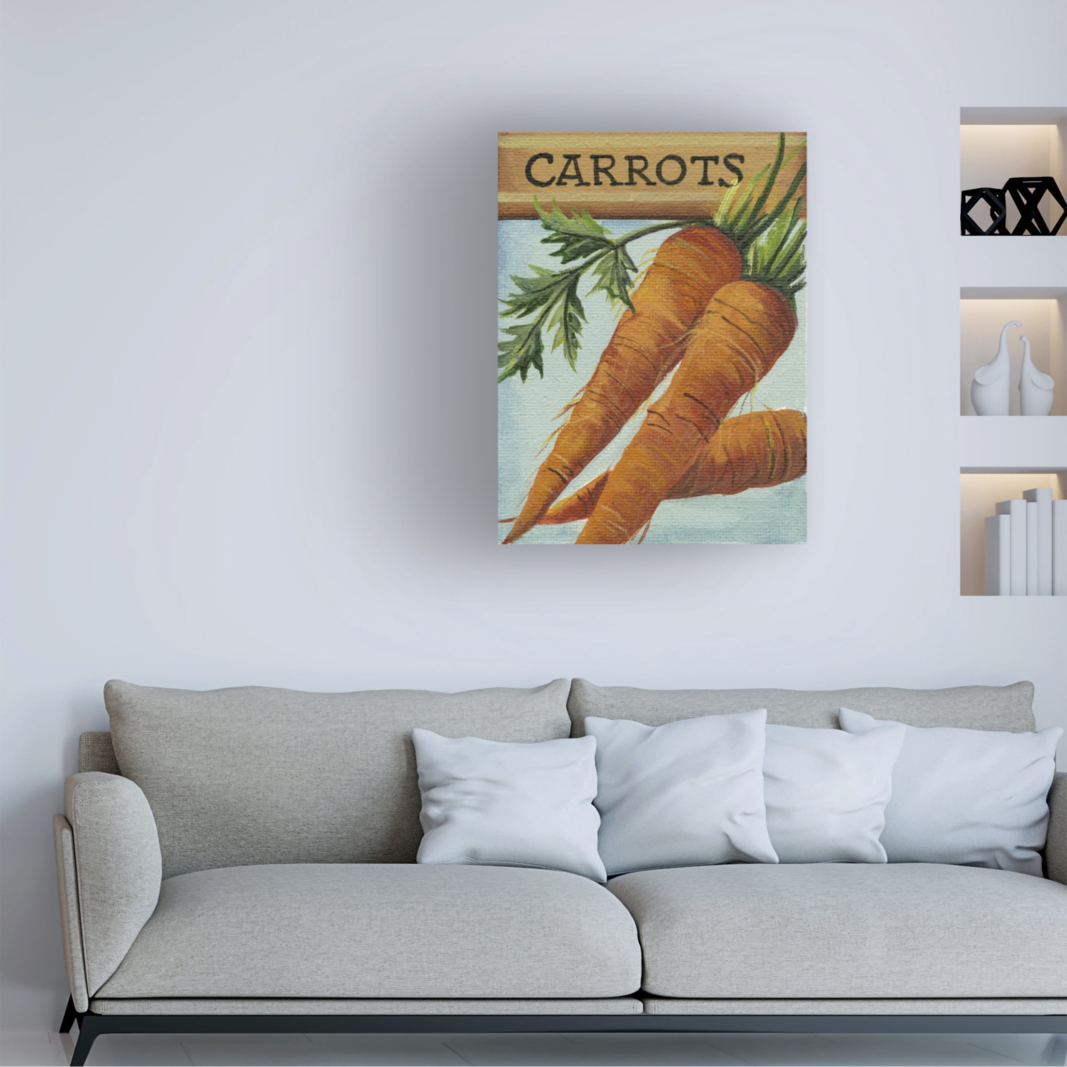 Canvas Wall Art - Debbi Wetzel 'Seed Packets 14 - Carrots' Wall Art for Living Room, Bedroom, or Office Décor by Trademark Fine Art - 35 x 47 Inches