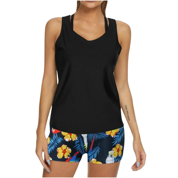 3 Piece Swimsuit for Women Tummy Control Tankini Plus Leopard Print ...
