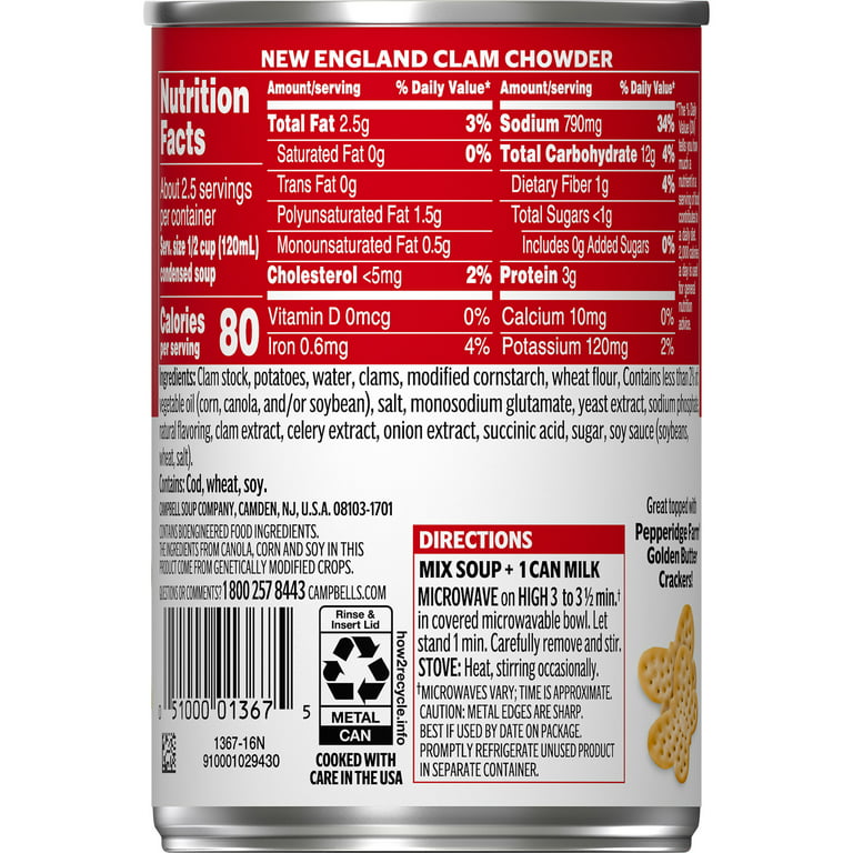 New England Clam Chowder 10 5 Ounce