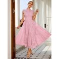 thumbnail image 6 of Elegant Pink Vintage Lace A-Line Midi Dress For Party Wedding Birthday Graduation, 6 of 6
