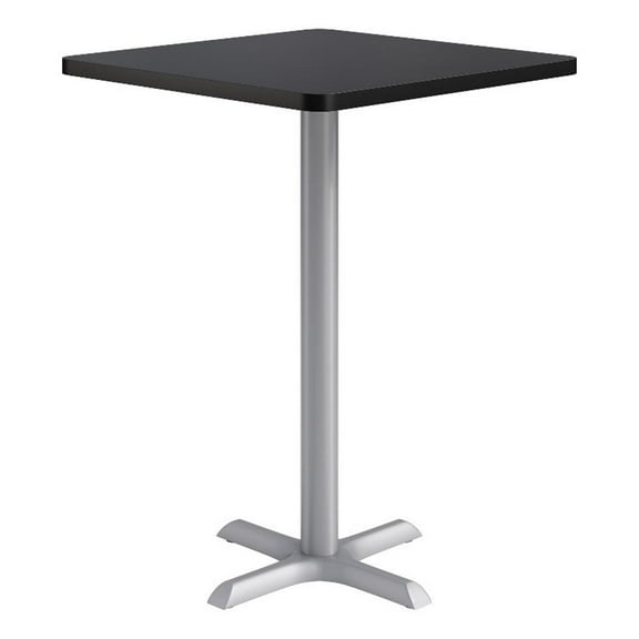 KFI Studios 30in Square Dining Table - 42in H - Black Top - Silver Base