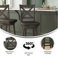 thumbnail image 6 of Merrick Lane Modern Swivel Ladderback Counter Height Bar Stools, Gray Wash Walnut/Black, 6 of 12
