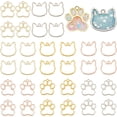 thumbnail image 1 of 32 colgantes de bisel abierto con forma de pata de perro, de 2 estilos, de aleación, para cabeza de gato de resina, con bisel trasero abierto, huella de huella, marco hueco con bucle, 1 of 9