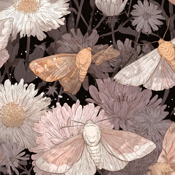 Gothic Peel and Stick Wallpaper Timeless Botanical Moths Lavender Flowers Wall Mural 23.6in x 9.8ft Self Adhesive Removable Wall Paper Renter Friendly Wallpaper for Nursery Bedroom Cabinets
