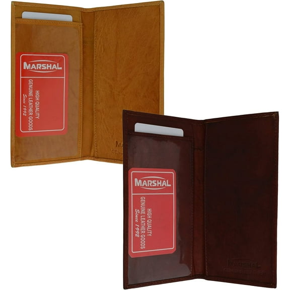 Marshal Checkbook Covers - Set of 2 - Genuine Leather Burgundy-Tan