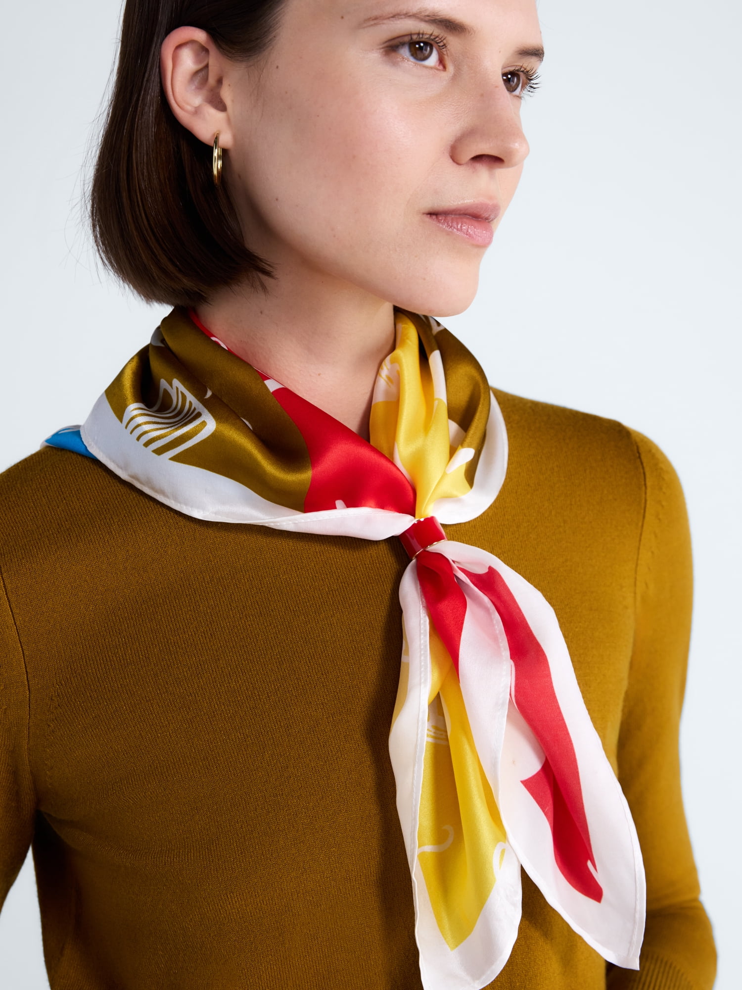Free Assembly Women's Print Silk Scarf, White