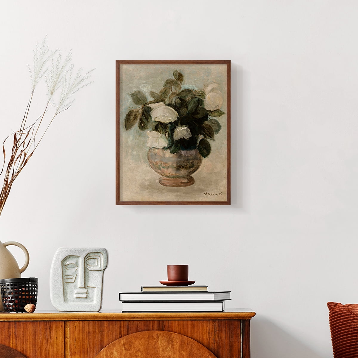 Vintage Floral Bouquet - 14in. x 11in. Vintage Framed Print in Walnut Wood Frame