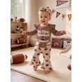 thumbnail image 4 of Cjfdfy Newborn Baby Girl Game Day Outfit Football Embroidery Long Sleeve Romper And Flared Pants Headband 3Pcs Infant Cute My First Football Season Fall Winter Clothes 0-18M, 4 of 9