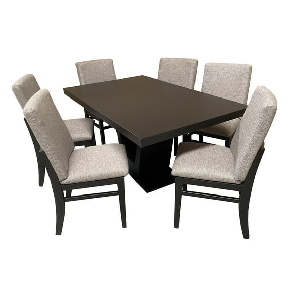 Set de Comedor SALVANTO Olimpo 6 Sillas 160x100 cm MDF color chocolate