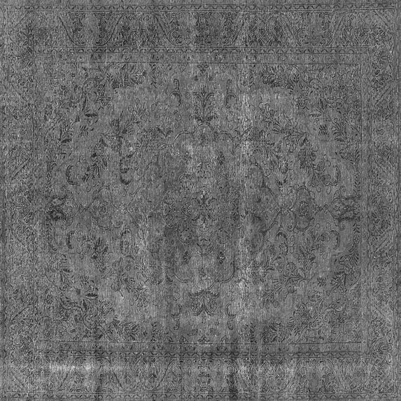 Ahgly Company Indoor Square Oriental Gray Industrial Area Rugs, 7' Square