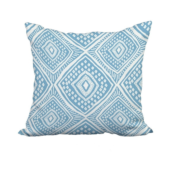 18 x 18 Inch Light Blue Geometric Print Decorative Polyester Throw Pillow with a Linen Texture