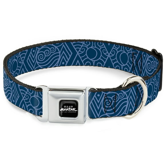 Nickelodeon Pet Collar, Dog Collar Metal Seatbelt Buckle, Avatar Last Airbender Water Element Symbol Blues, 9.5 to 13 Inches 1.0 Inch Wide