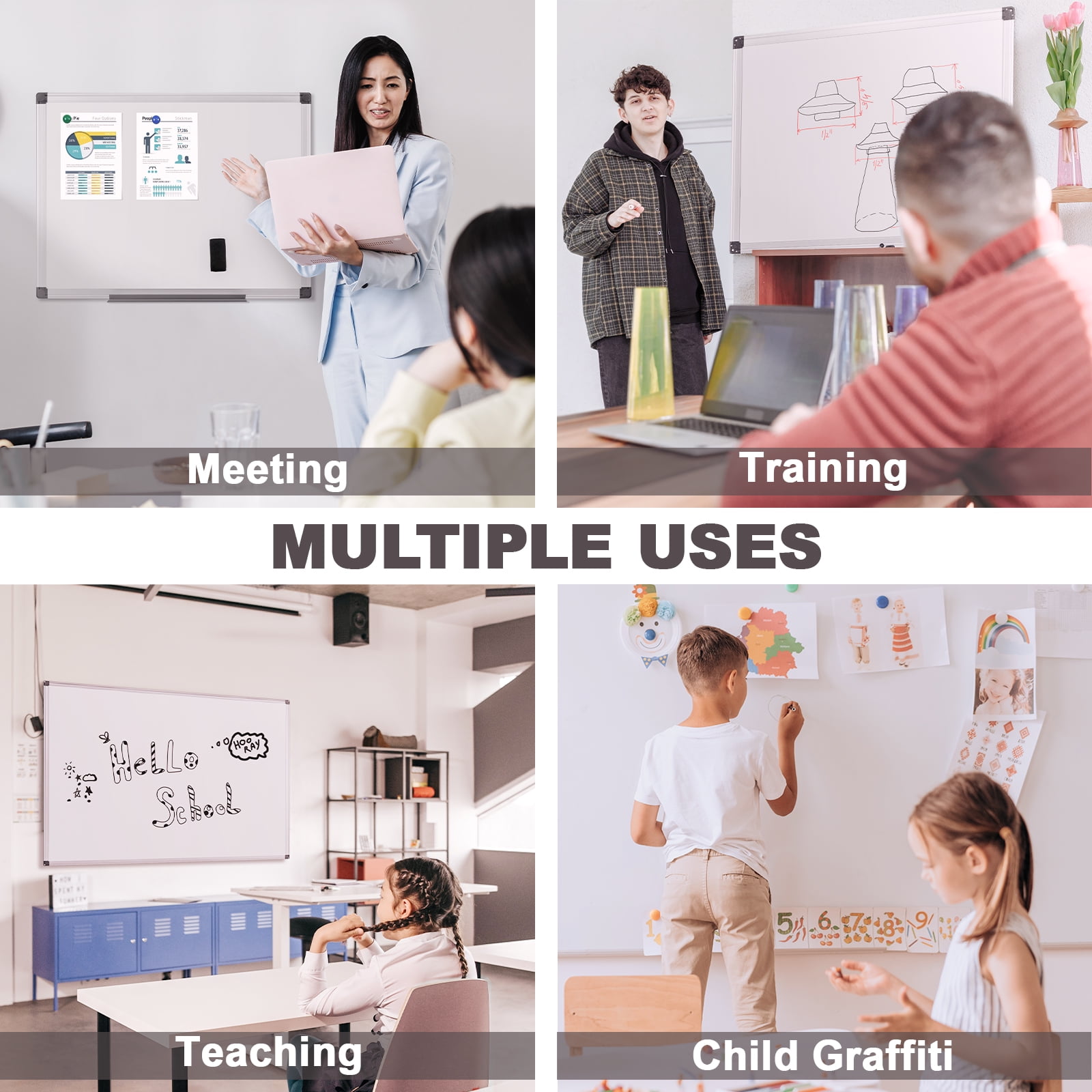 Comix Magnetic Dry Erase Board, 24 x 18 inches Wall Mounted Whiteboard, Aluminum Frame White Board with Pen Tray