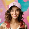 thumbnail image 4 of Dalix Robot Embroidered Glow in the Dark Retro Dad Hat Cotton Baseball Cap Adjustable Mens in Washed Pink, 4 of 5