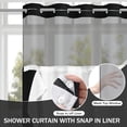 thumbnail image 3 of AllWays Plaza No Hook Shower Curtain with Snap in Liner Set Less Time Black Waffle Shower Curtain for Bathroom 75" L x 78" W, 3 of 14