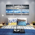 thumbnail image 5 of Wall Decorations For Living Room 3 Piece Canvas Wall Art For Bedroom Office Wall Decor Blue Ocean Wave Seascape Pictures Artwork Black And White Beach Wall Painting Art Modern Home Decor, 5 of 6