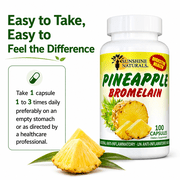 Sunshine Naturals Bromelain 1000mg Digestive Enzyme Supplement, Pineapple Enzyme, 100 Capsules, 1 Pack