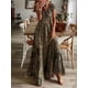 thumbnail image 4 of Vestido Elegante De Talla Grande, Vestido Maxi Elástico Alto Fruncido Con Cuello En V Y Manga De Burbuja Con Estampado Floral Para Mujer, 4 of 4