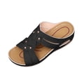 thumbnail image 2 of BADHUB Womens Orthopedic Sandals Arch Support Flip Flops Sandals Beach Outdoor Mesh Slides Sandal Summer Casual Boho Beach Shoes Black 37, 2 of 6